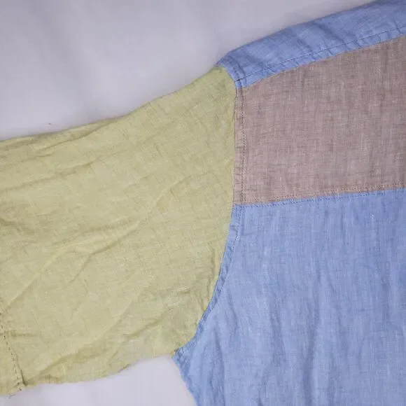 The Territory Ahead Linen Shirt Mens Large Multi Color Patchwork - Picture 3 of 10